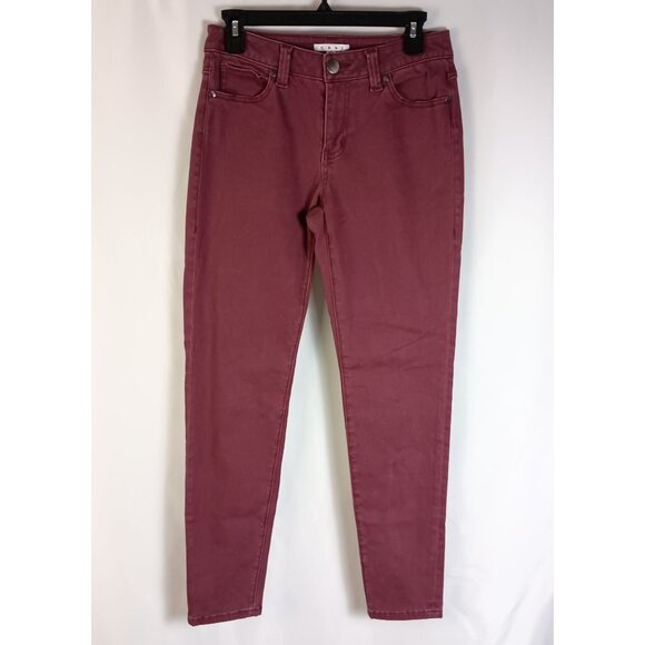 CAbi Skinny Ankle Jeans Bordeaux Burgundy Size 6 Stretch Denim Great Cond - Picture 1 of 6